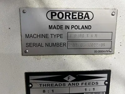 43"x160"cc POREBA Engine Lathe, 2004