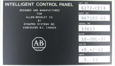 NEW ALLEN BRADLEY 6172-CP14 CONTROL PANEL 6172CP14