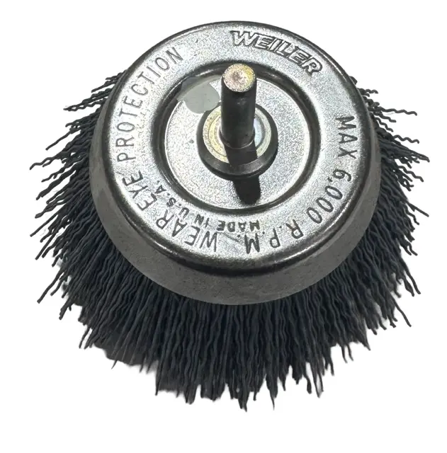 Weiler 2-3/4" Abrasive Nylon Cup Brush, .022/320, 1/4" Stem