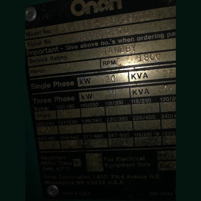 USED CUMMINS ONAN 30.0 DL6-15R