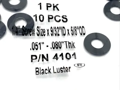 91434A115,4101 | 91434A115 Black Luster Washer for 1/4" Screw, 9/32" ID x 5/8" OD 4101 LOT OF 20 - New – Open box