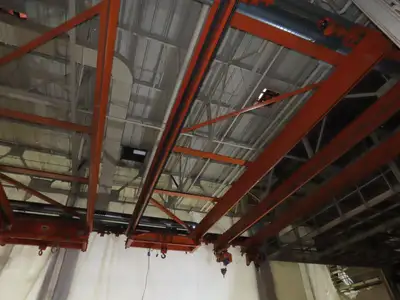 Cleveland Tramrail P&H 10 Ton Double Girder Underhung Bridge Crane 45' Span