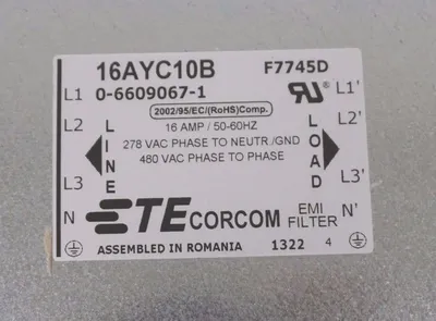BOX OF 2 NEW TYCO CORCOM 16AYC10B POWER LINE FILTERS