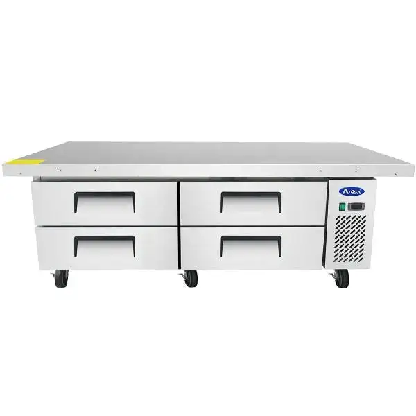 New | in-Stock Atosa New Atosa MGF8454GR 76" Extended Top Refrigerated (4) Drawer Chef Base with 72" Cabinet Chef Bases Illinois US | Falcon Restaurant Supply #1375325