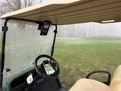 (1) 2019 E-Z-Go EFI golf cart with a Kawasaki gas engine, model 657061G01, includes canopy, fold-dow...