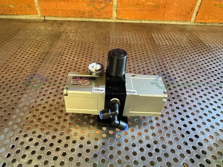 Used SMC EVBA1110-F02  PNEUMATIC BOOSTER REGULATOR / BOOSTER CYLINDER  0.1-1.0 MPA Regulators California US | Equipment Lab #1326926