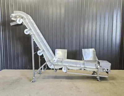 Used Belt Conveyor, 14’’ Wide X 160’’ Long, Cleated Belt