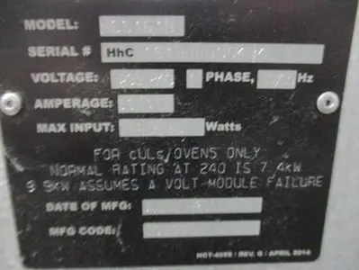 USED TURBO CHEF HCS1618
