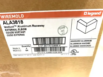 New | in-Stock Legrand Wiremold Isoduct Aluminum Raceway External Elbow Conduits Michigan US | Maverick Industrial Sales #1391730