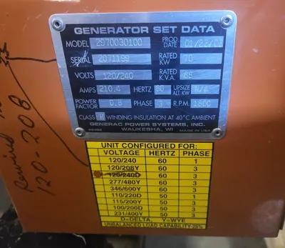 USED GENERAC 2870030100