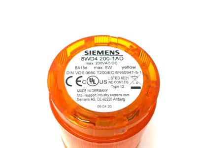 USED SIEMENS 50MM STEADY-LIGHT ELEMENT YELLOW 12-230V AC/DC