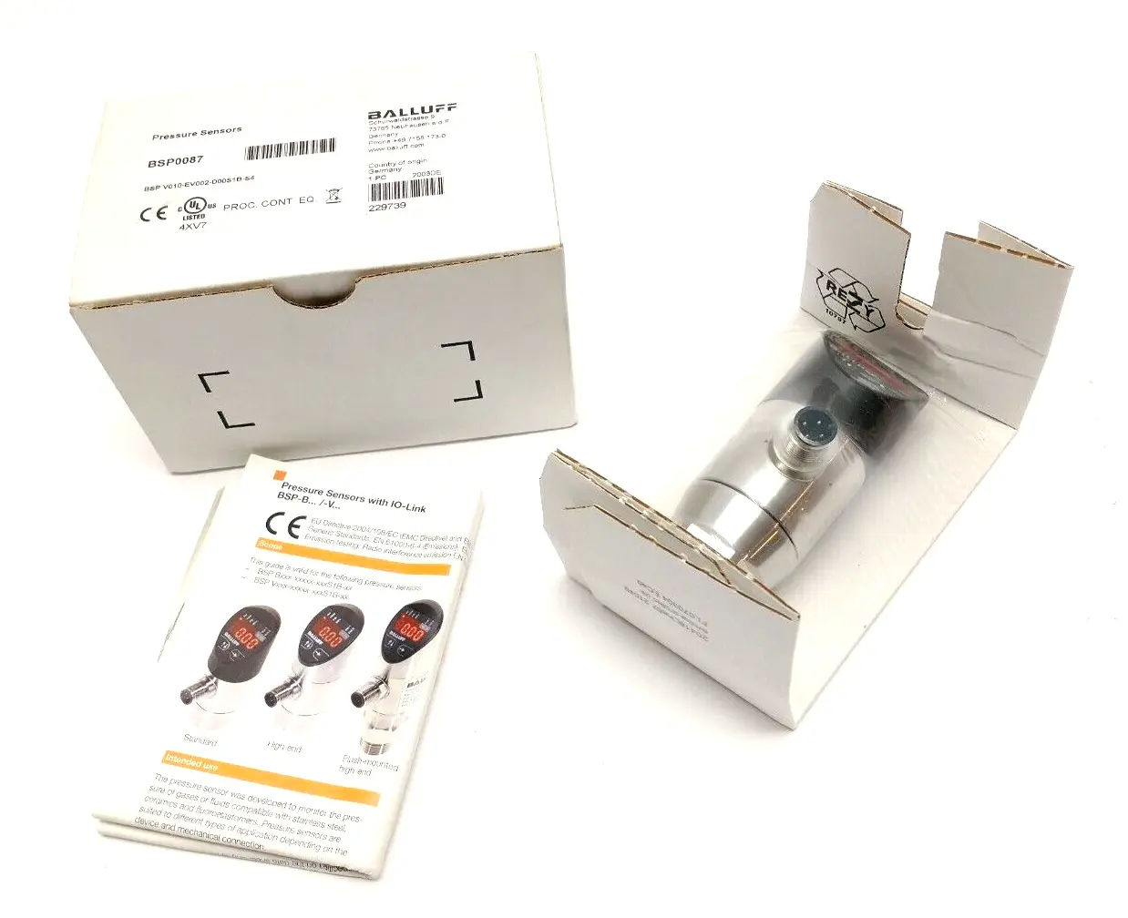 BSP V010-EV002-D00S1B-S4, BSP0087 | Balluff BSP0087 Pressure Sensor w/ Display M12 4-Pin BSP V010-EV002-D00S1B-S4 - New
