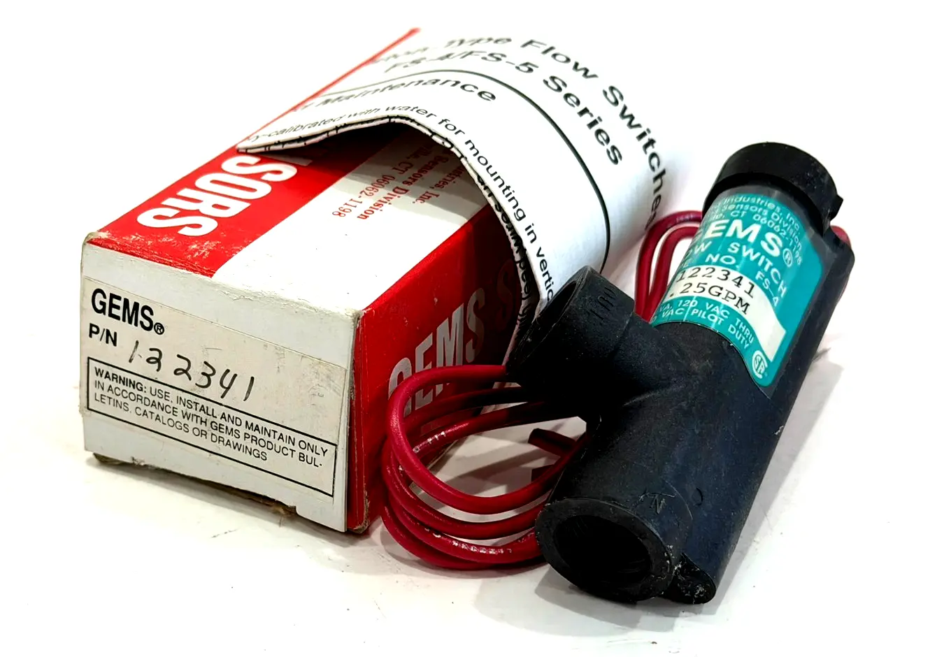 NEW GEMS SENSORS 122341 FLOW SWITCH .25GPM