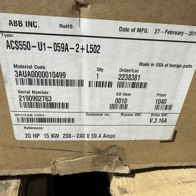 NEW ABB ACS550-U1-059A-2+L502
