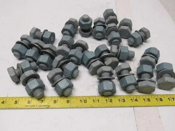 Galvanized Hex Head Bolts W/Nut Fully Threaded  3/4"-10 x 1-3/4" lot of 25