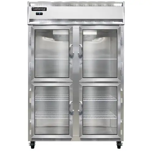 Continental 2FNSSGDHD 52" Two Section Reach In Freezer, (4) Left/right Hinge Glass Doors, 115/208-230v