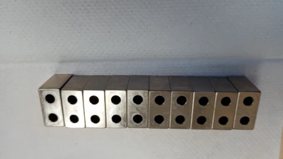 USED Misumi Stopper Block 40HRC 1045 Carbon Steel Counterbored