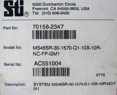 NEW STI MS46SR-30-1570-Q1-10X-10R-NC-FP-GM1 TRANSMITTER & RECEIVER 701562347 62"