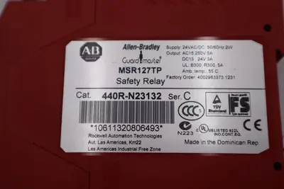 Allen Bradley 440R-N23132 /C, Safety Relay, Guard Master MSR127TP STOCK L-206A