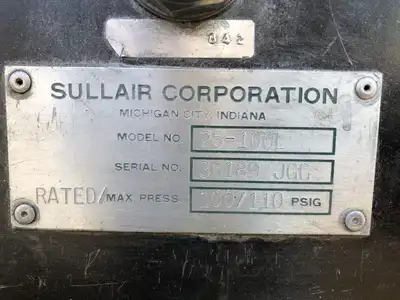 Used Sullair 25-100L 100 HP Rotary Screw Air Compressor