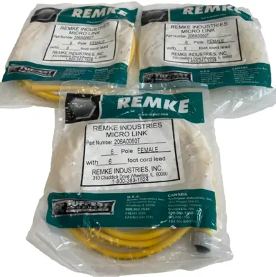 NEW LOT OF 3 REMKE 206A0060T FEMALE PLUG ASSEMBLY 6 FOOT CORD LEAD