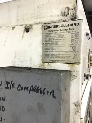 Ingersoll Rand EP100-ESP Rotary Screw Air Compressor 400 CFM