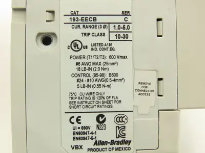 Allen Bradley 193-EECB Motor Starter Contactor Overload Relay 1-5A 120V Coil