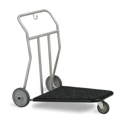 Forbes Industries Self Serve Luggage Cart w/ Utility Hook & Vinyl Bumper - 37"L x 28"W x 37"H, Brushed Steel (1575-SS)