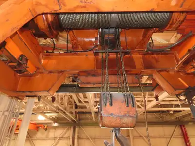 Cleveland Tramrail P&H 11 Ton Double Girder Underhung Bridge Crane 34' 10" Span