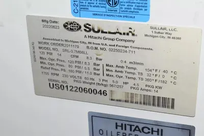 Used 2022 SULLAIR SRL-3.7 MB6LL Rotary Screw & Sliding Vane Air Compressors Ontario CA | The Equipment Kings #1304775