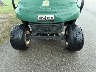 (1) 2015 E-Z-Go golf cart with a Kawasaki gas engine, includes canopy, ball cover, club cover, fold-...