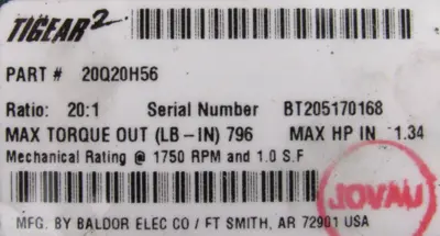 NEW DODGE 20Q20H56 GEAR REDUCER 20:1