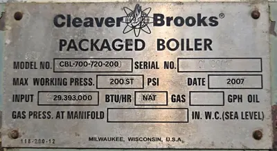 USED 2007 CLEAVER BROOKS CBLE-700-720-200