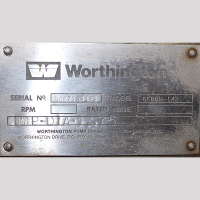 Worthington 8 in. x 6 in.  Centrifugal Pump