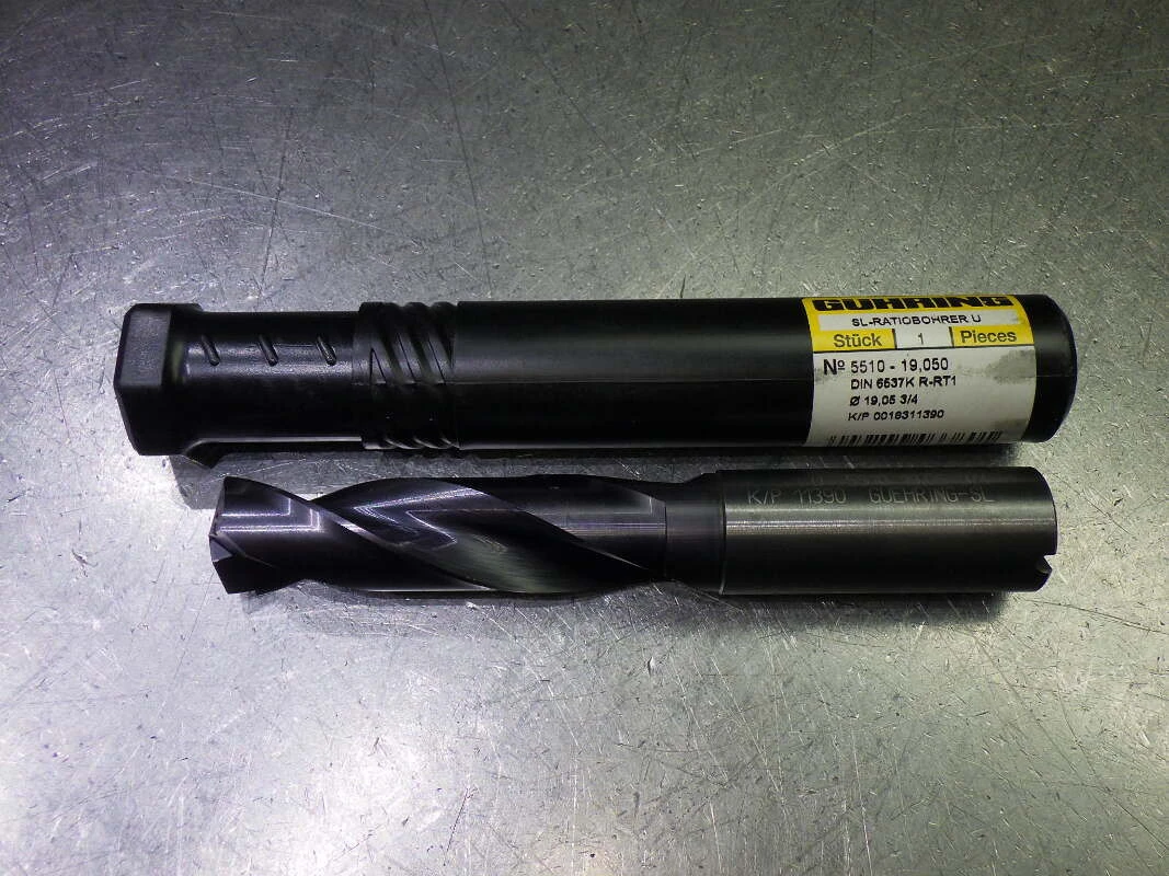 Guhring 3/4" Coolant Thru 3xD Carbide Drill 20mm Shank 9055100190500 (LOC3120A)