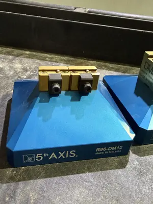 (2) 5th Axis R96-DM50 Riser Plates One With DM50 Dovetail Vise/Clamp and (1) With Two 5th Axis