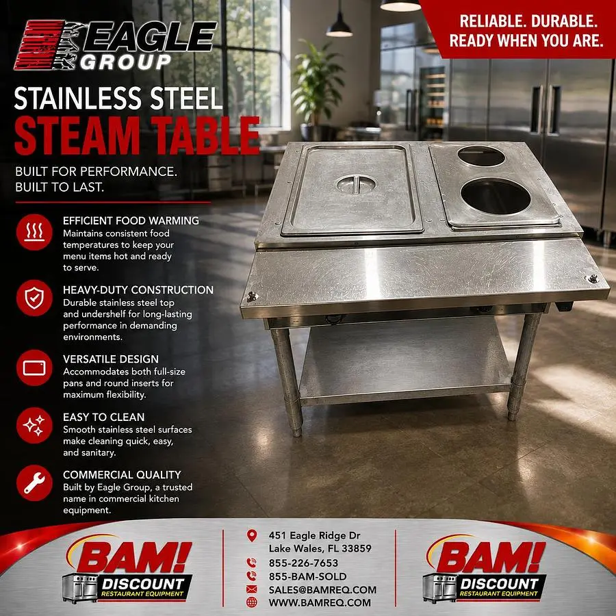 Used EAGLE HT2-LP Steam Tables (Food) Florida US | BAM Discount Restaurant Equipment #1393575
