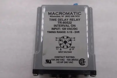TR-60522 - MACROMATIC - TIME DELAY RELAY 120VAC/DC NEW UNIT STOCK H1306A