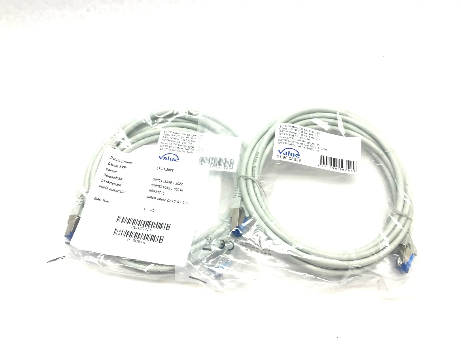 New | in-Stock VALUE CAT 6A ETHERNET PATCH CABLE 3M Cable & Wire | Maverick Industrial Sales #1103415