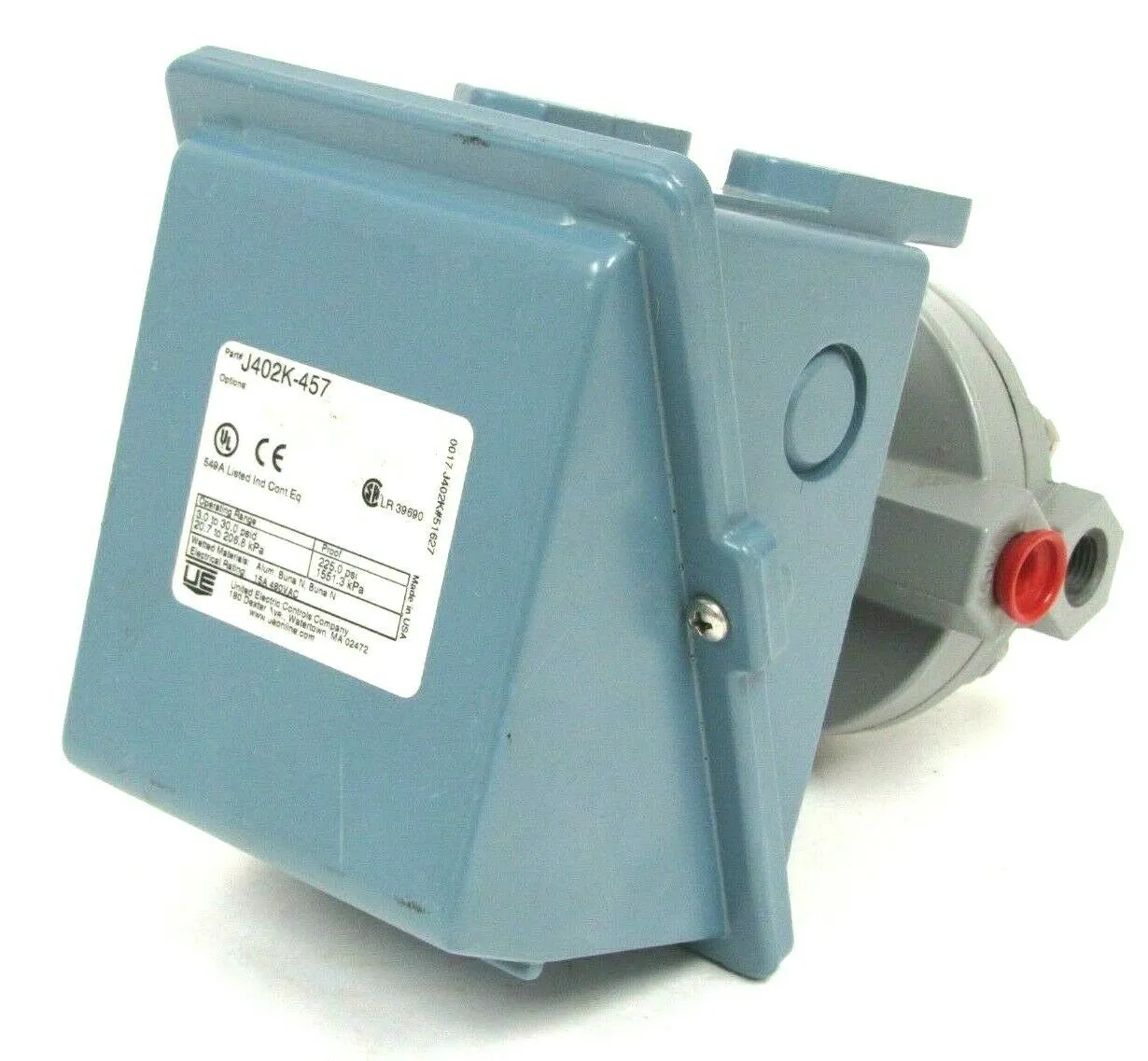 NEW UNITED ELECTRIC J402K-457 PRESSURE SWITCH 3-30 PSI J402K457