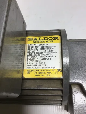 Baldor GM25120 0.14/0.17HP Gearmotor 11.3/13.8RPM 3PH