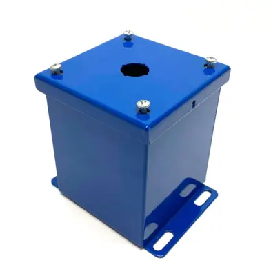 USED SAGINAW CONTROL & ENGINEERING PUSHBUTTON ENCLOSURE 4" X 4" BLUE STEEL