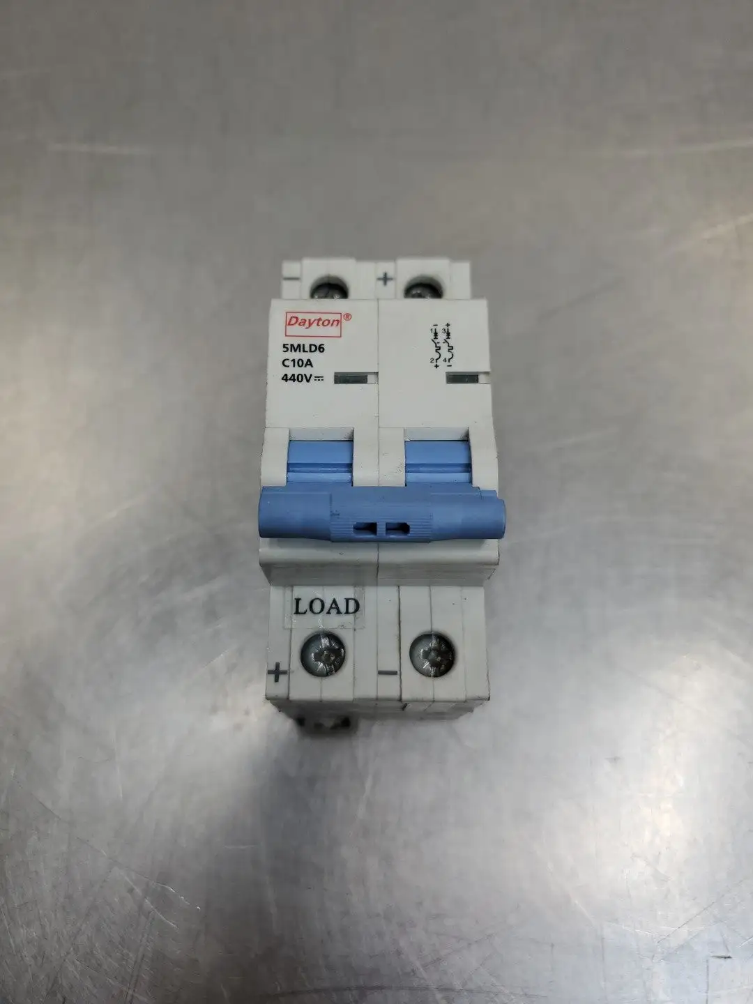 USED Dayton 5MLD6 C10A Circuit Breaker, 440VDC, 10A.