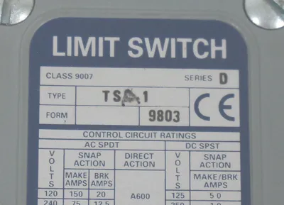 NEW SQUARE D 9007-TSA1 LIMIT SWITCH SER. D, 9007TSA1