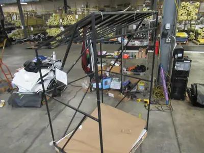 Welded Black Metal Frame Built to Fit Onto Pallets with Angled Roof - Perfect for Projects