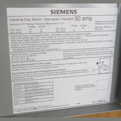 Siemens 60 Amp Fusible Disconnect