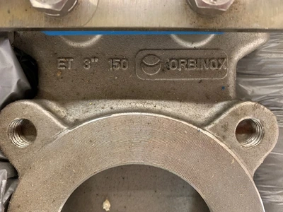 3" 150# Orbinox ET Knife Gate Valve Air Operated , New Storeroom Spare