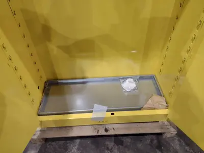 45 GALLON X 2 DOOR EAGLE FLAMMABLE MATERIALS MODEL #4510X STORAGE CABINET, 43” X 18” X 65” HIGH: YOBRO  #22012