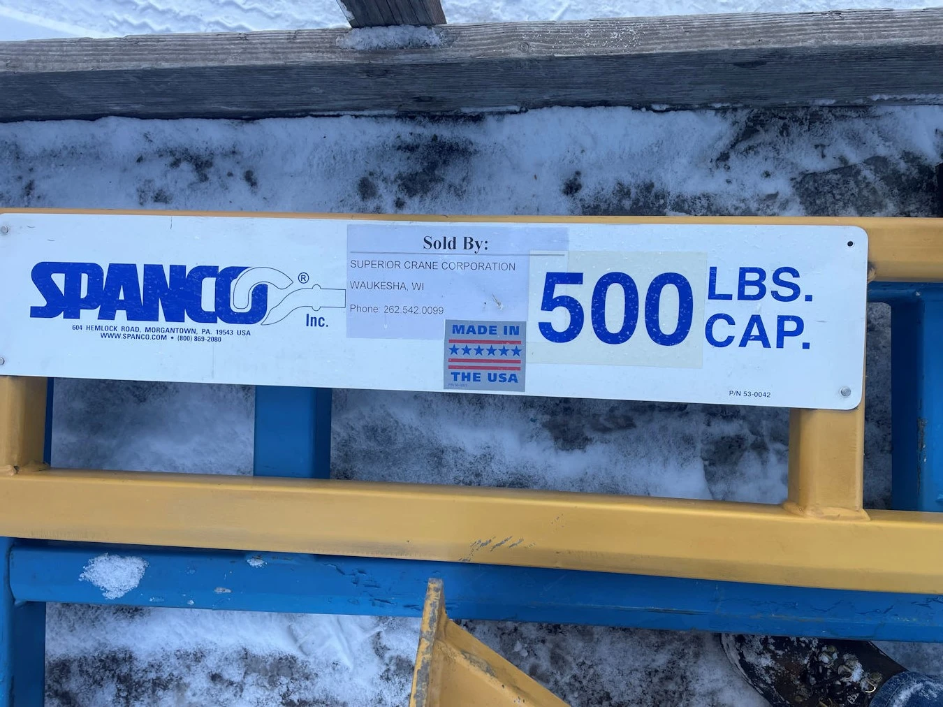 Spanco 1/4 Ton Jib Crane - 8' Span x 10' HUB