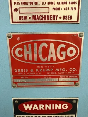 Used CHICAGO DREIS & KRUMP 810-L Press Brakes South Carolina US | ESS Industrial Equipment Sales #1542431